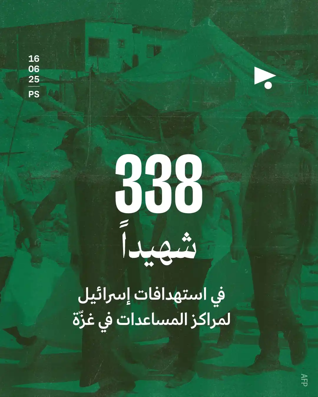 Image from أخبار ميغافون: _خبر_ | *338 شهيداً في استهدافات إسرائيل لمراكز المساعدات في غزّة*👇 ...