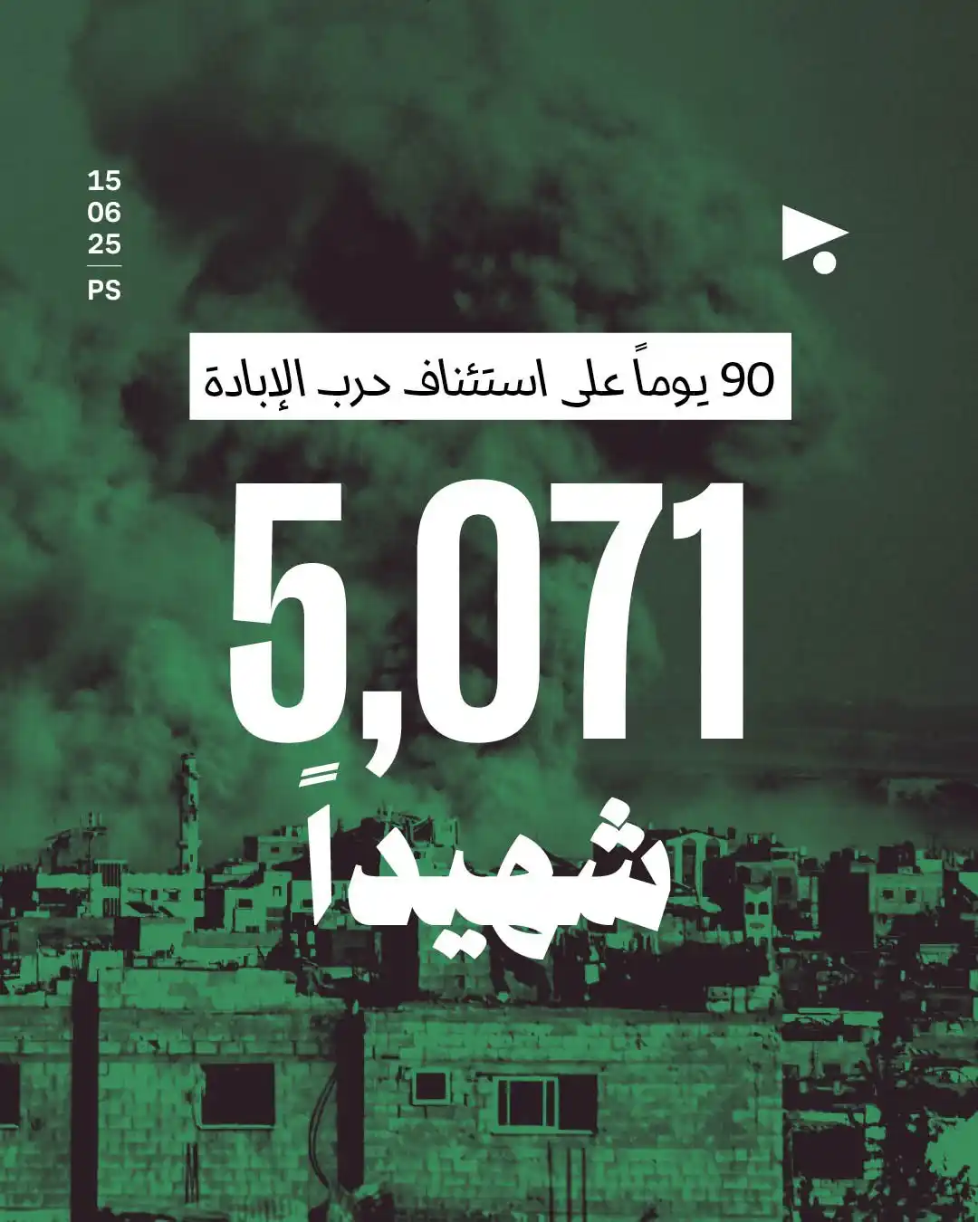 Image from أخبار ميغافون: _خبر_ | *90 يوماً على استئناف حرب الإبادة: 5,071 شهيداً* 👇 قتل جيش ا...