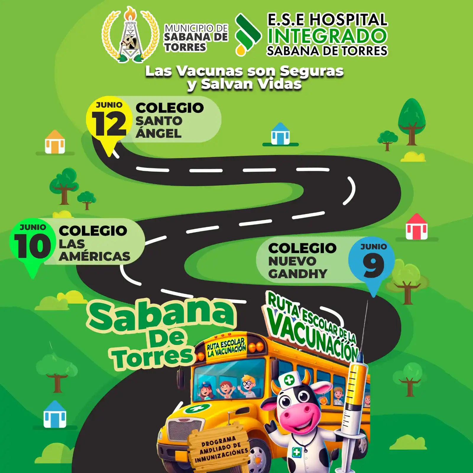 Image from Prensa Municipio Sabana de Torres: ✅¡La Ruta Escolar de Vacunación, está aquí!💯 ▶️Prepara a tus hijos p...