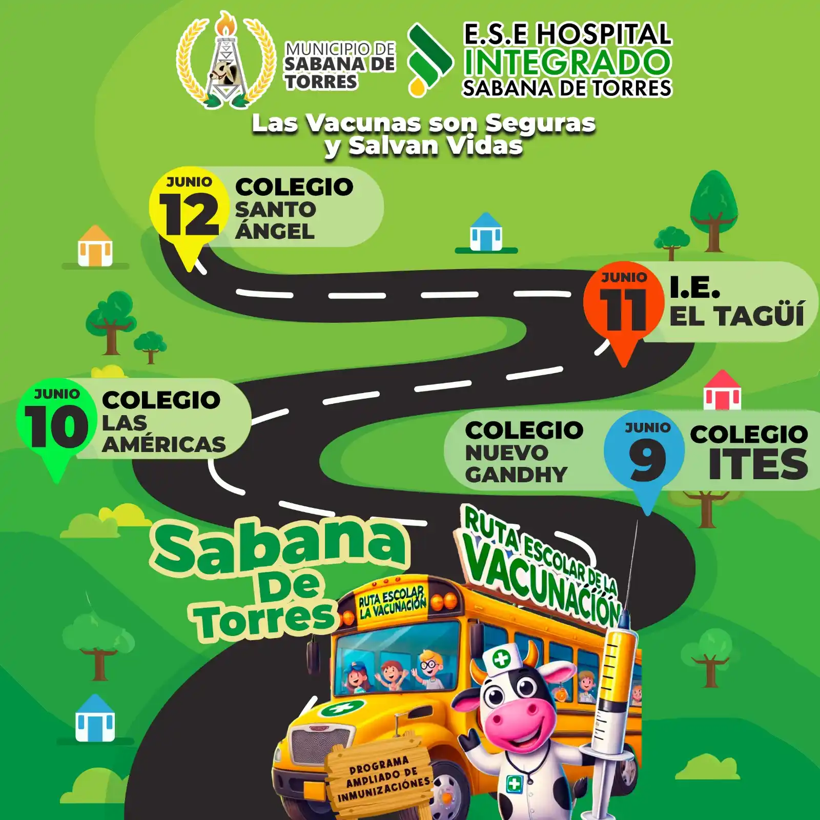 Image from Prensa Municipio Sabana de Torres: ✅¡La Ruta Escolar de Vacunación, inicia hoy!💯 ▶️Prepara a tus hijos ...