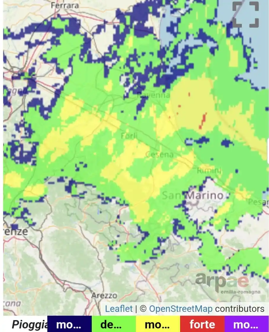 Image from Emilia Romagna Meteo: Le precipitazioni in Romagna tenderanno ad esaurirsi entro le ore 14/1...