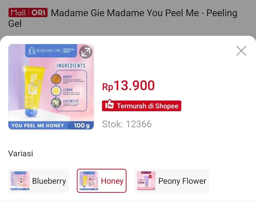 Image from SiCode Voucher + Hidden GEM Shopee: Madame Gie Madame You Peel Me Normalnya 25rb https://s.shopee.co.i...