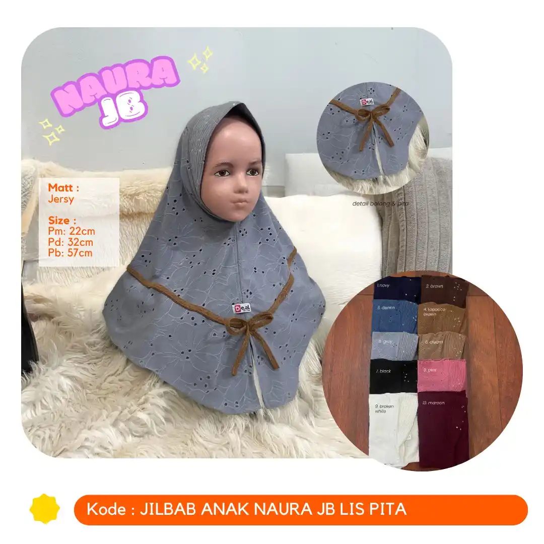 Image from TokoRajawali-Lombok: *New Arrivals*✨ DL Jilbab Anak Naura JB Jaguar Bolong Lis Pita 🧵 Ja...
