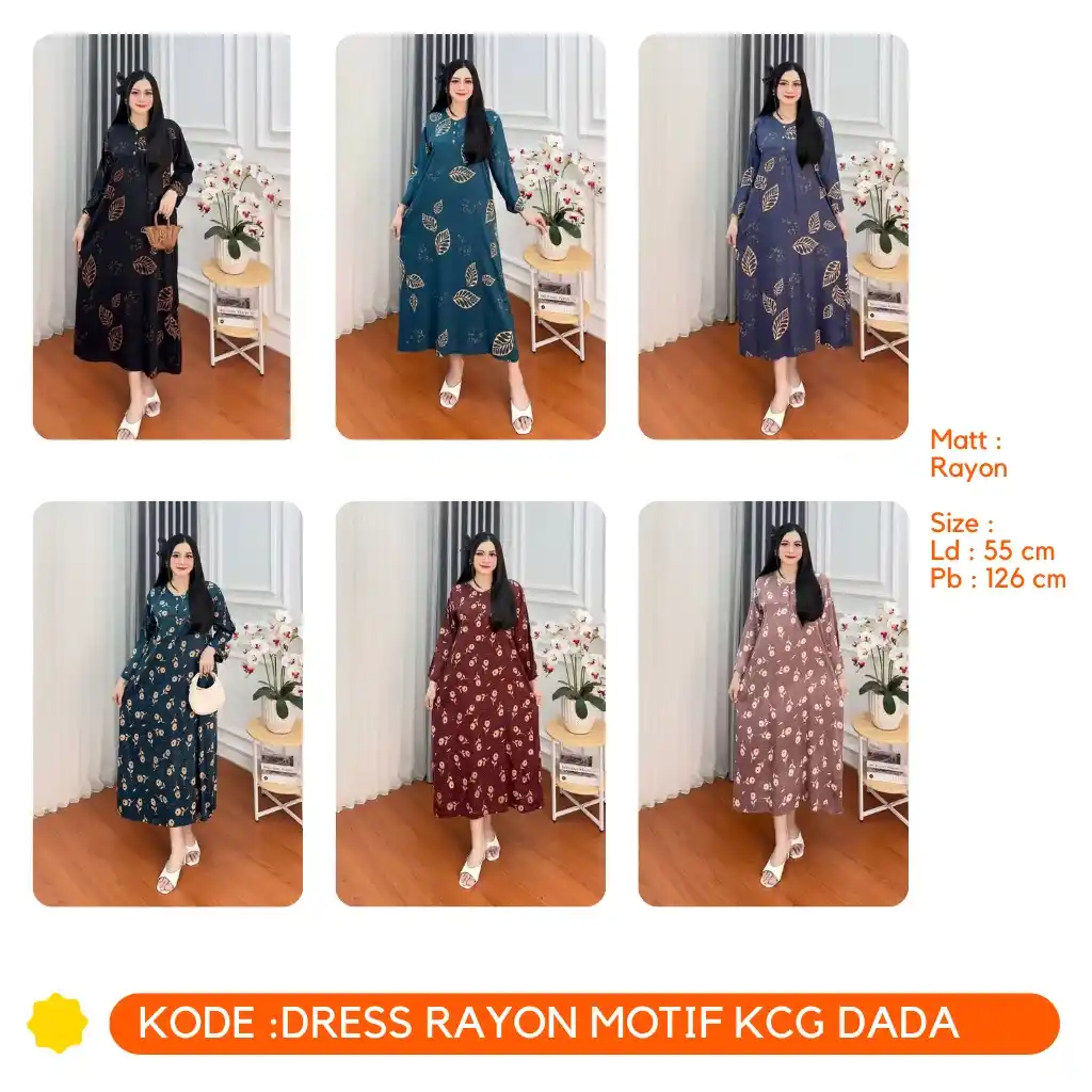 Image from TokoRajawali-Lombok: *New Arrivals* Dress Rayon Motif Kancing Dada✨  🧵  Rayon 🔗  07.0339....