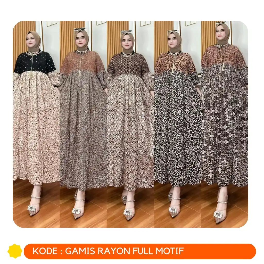 Image from TokoRajawali-Lombok: *New Arrivals*✨ IR Gamis Rayon Full Motif Tangan Karet 🧵 Rayon 🔗...