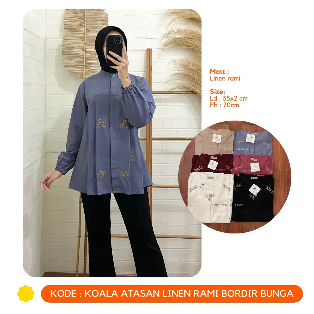 Image from TokoRajawali-Lombok: *New Arrivals*✨ Koala Blush Lipit Dada Bordir Bunga 🧵 Linen Rami ...