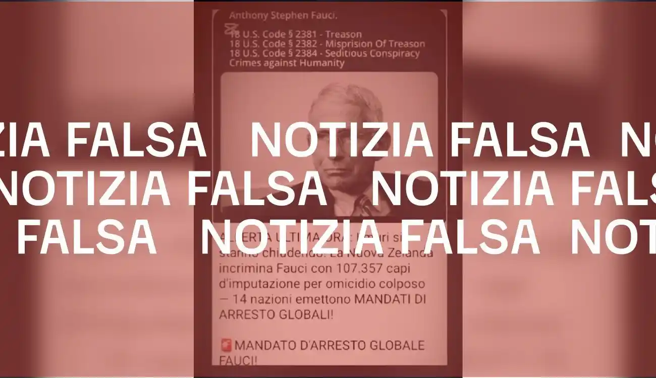 Image from Facta.news: *No, Anthony Fauci non è sotto mandato di arresto internazionale*. La ...