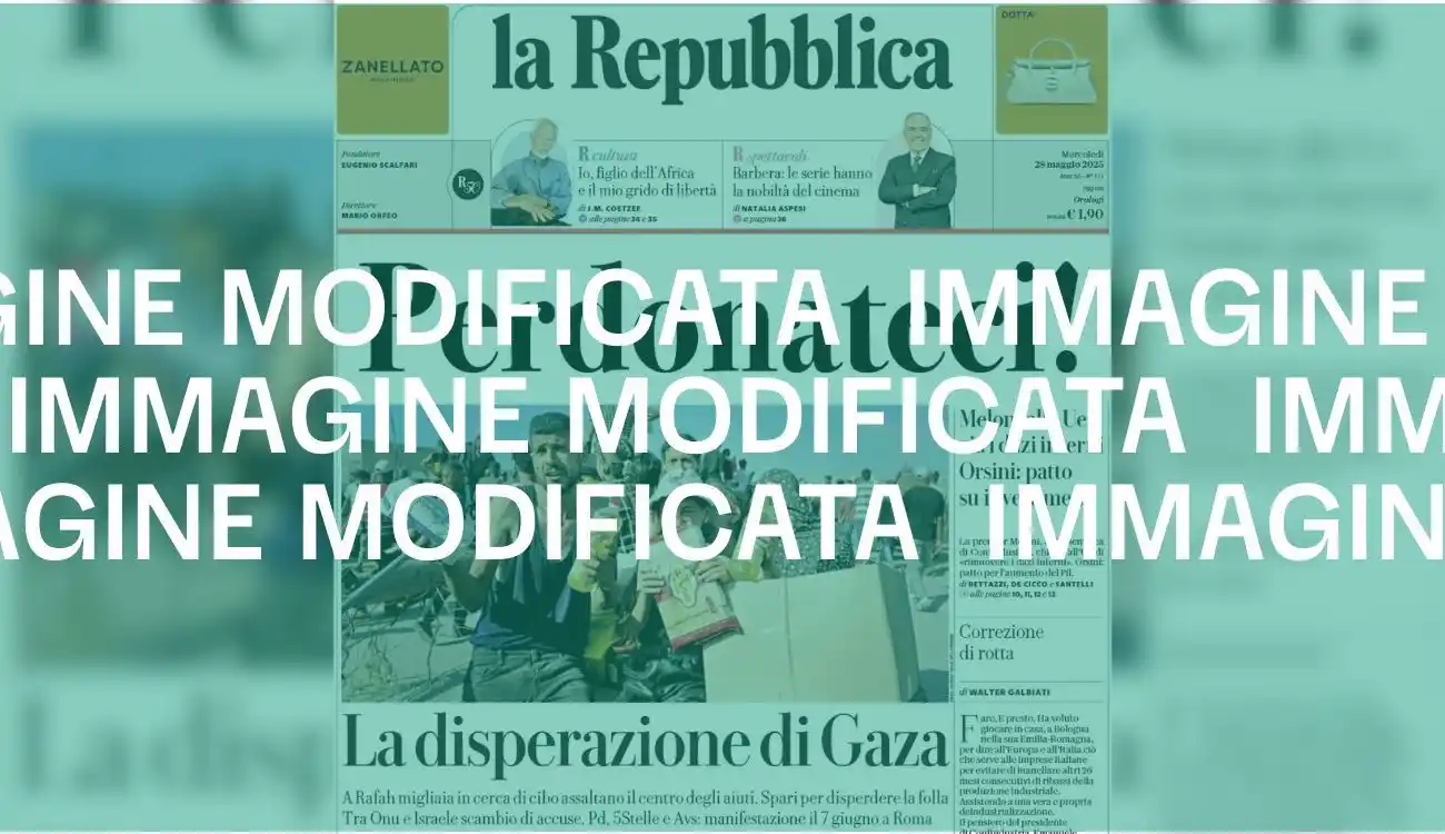 Image from Facta.news: *No, Repubblica non ha titolato una prima pagina “Perdonateci” in rife...