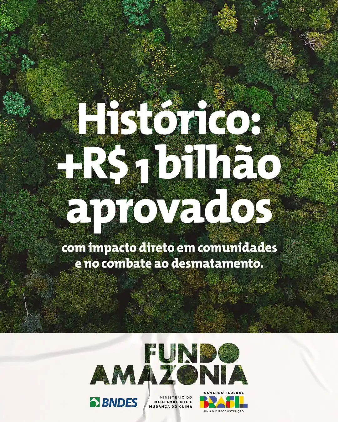 Image from BNDES: *O Fundo Amazônia bateu recorde: mais de R$ 1 BILHÃO aprovados no 1º s...
