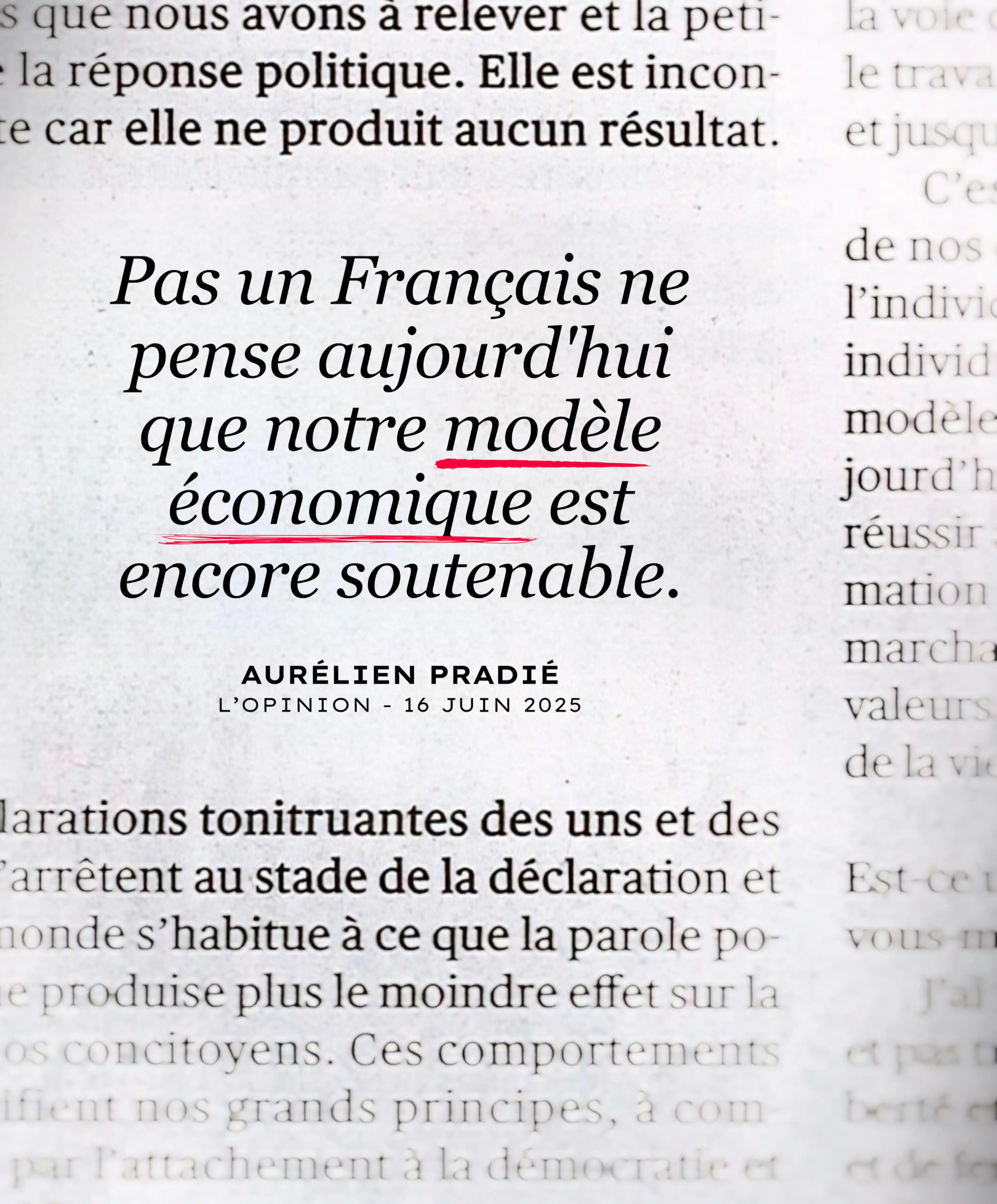 Image from Aurélien Pradié: Pas un Français ne pense aujourd'hui que notre modèle économique est e...
