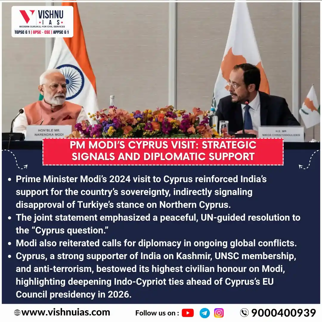 Image from VISHNU IAS: PM Modi’s Cyprus Visit: Strategic Signals and Diplomatic Support...