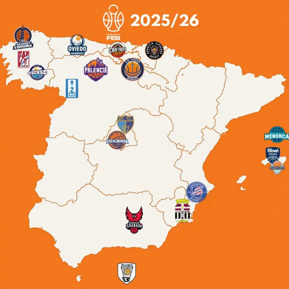 Image from Odilo FC Cartagena CB: 🏀 Primera FEB 2025/26 😁 Tenemos nuevos equipos que nos acompañarán...