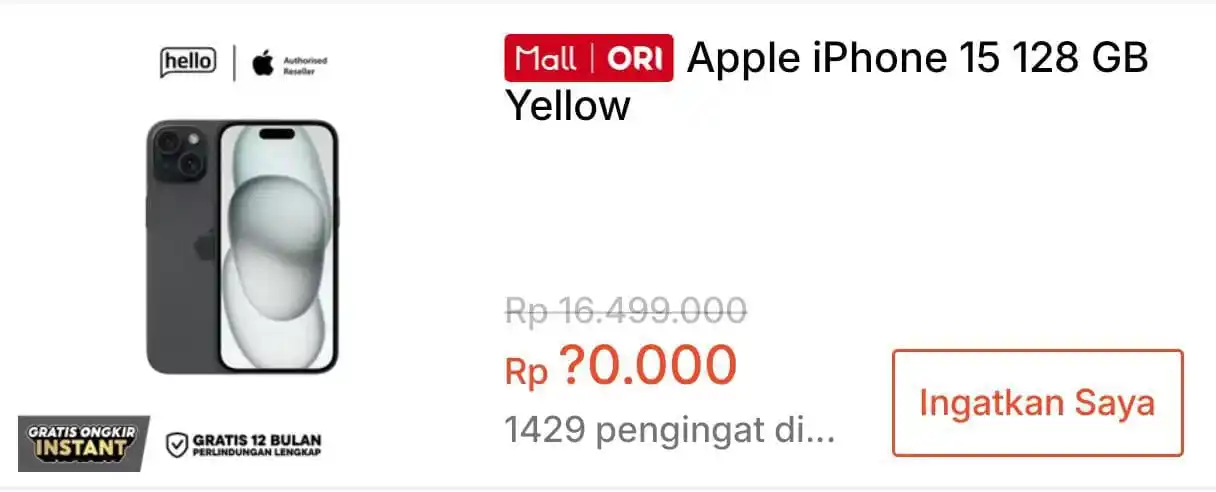 Image from SiCode Voucher + Hidden GEM Shopee: *💰Rp 10.000 || 00:00 WIB ⏰* Apple iPhone 15 128 GB *Variasi : Yell...
