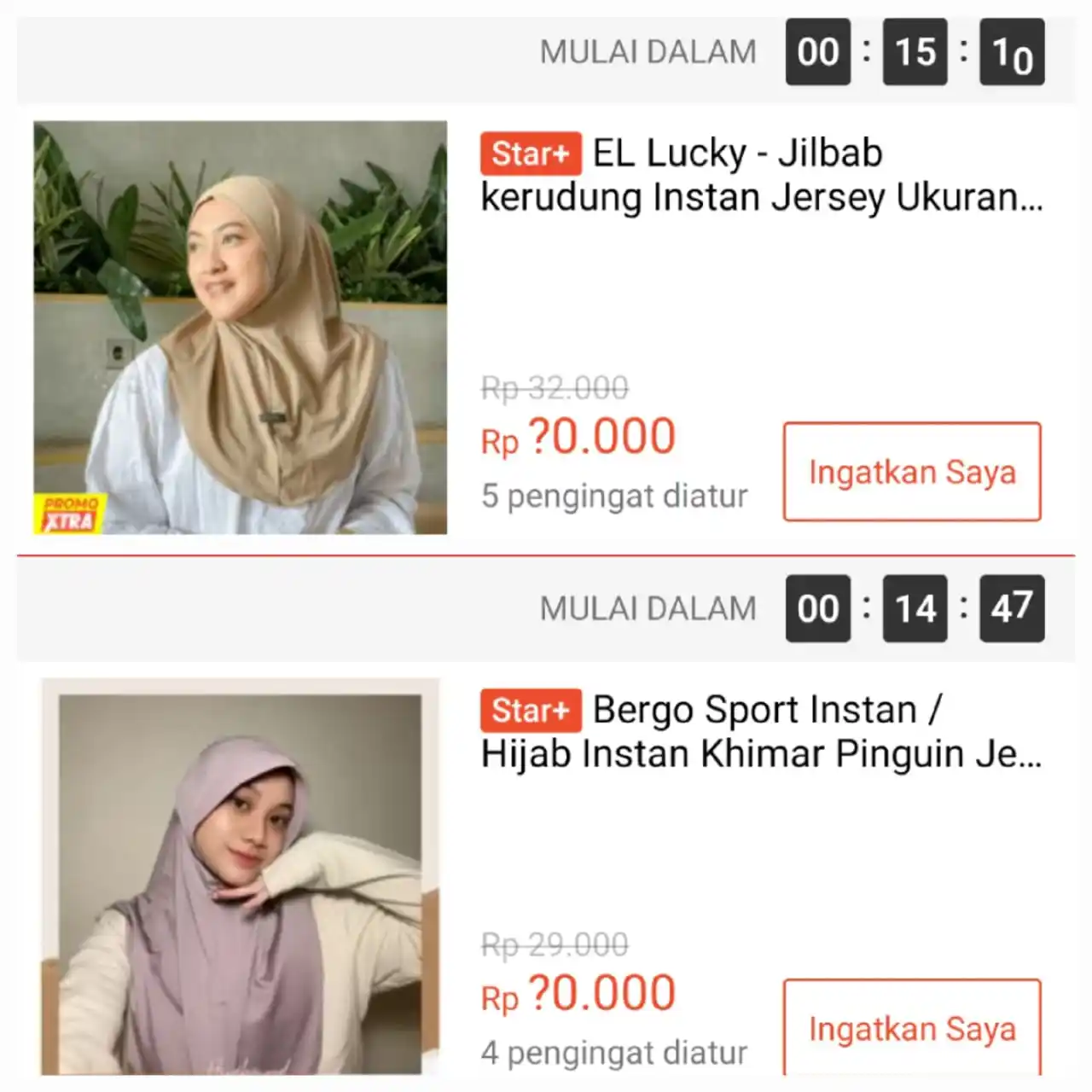 Image from SiCode Voucher + Hidden GEM Shopee: *💰Rp 10.000 || 12:00 WIB ⏰* EL Lucky - Jilbab kerudung Instan Jerse...