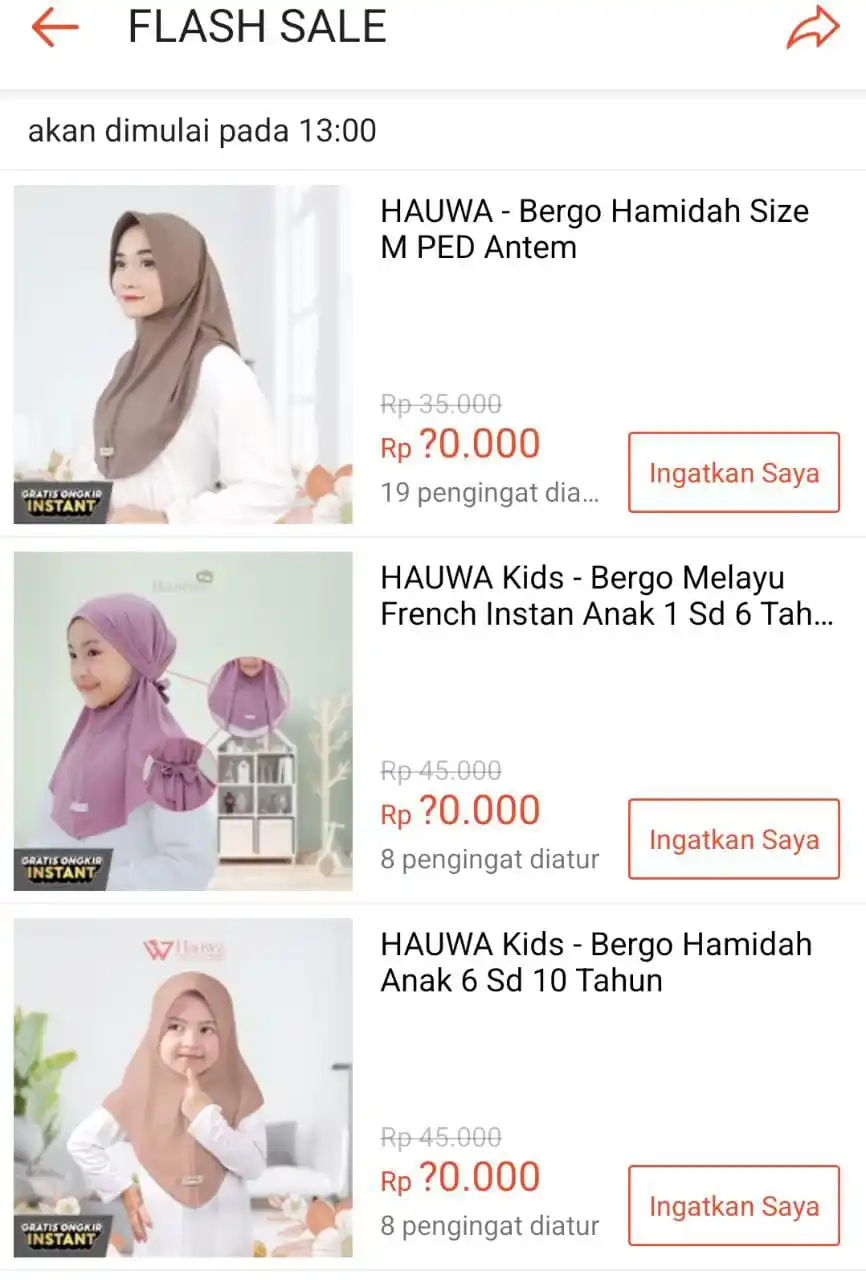 Image from SiCode Voucher + Hidden GEM Shopee: *💰Rp 10.000 || 12:00 WIB ⏰* HAUWA - Bergo Hamidah Size M PED Antem ...