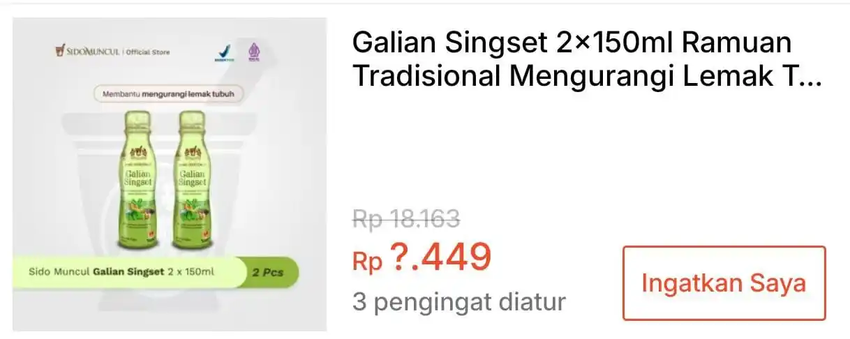 Image from SiCode Voucher + Hidden GEM Shopee: *💰Rp 5.449 || 18:00 WIB ⏰* Galian Singset 2x150ml Ramuan Tradisiona...
