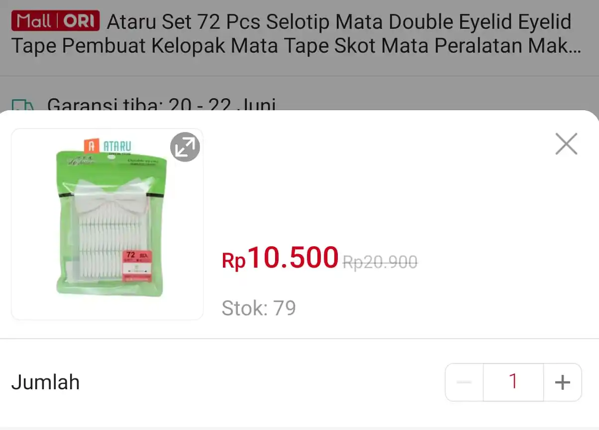 Image from SiCode Voucher + Hidden GEM Shopee: *💰Rp1.900 || ⏰ 12.00 WIB* Ataru Set 72 Pcs Selotip Mata Double Eyel...