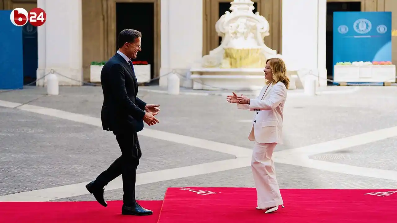 Image from BYOBLU, la Tv dei cittadini: *RUTTE BATTE CASSA A ROMA: PIÙ SPESE MILITARI PER L’EUROPA* In visita...