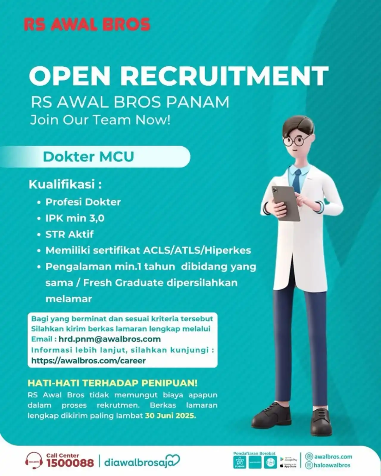 Image from INFO PEKANBARU: Saatnya bergabung dengan tim profesional di RS Awal Bros Panam! Kami ...