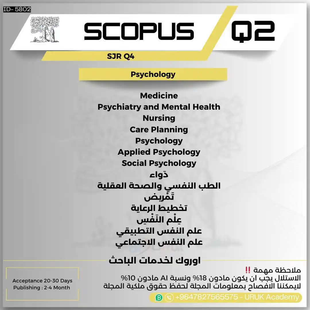 Image from 🎓 أوروك أكاديمي | نشر سكوباس🅢 وعالمي 🅘 : Scopus Q2 , SJR Q4 Medicine Psychiatry and Mental Health Nursing Car...