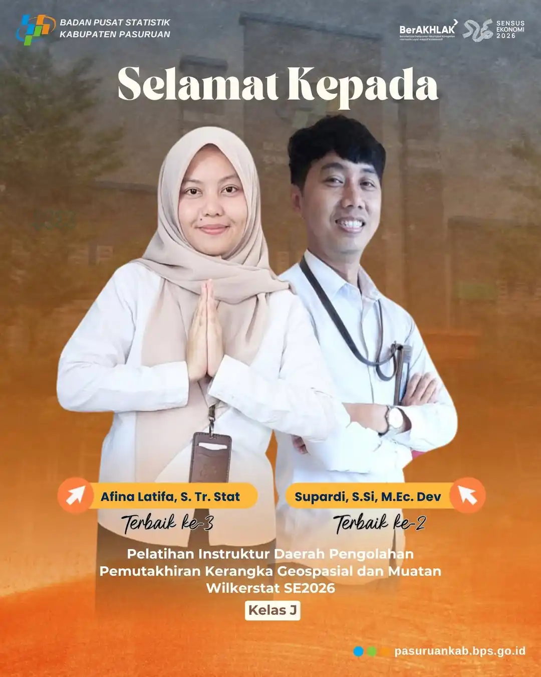 Image from BPS KABUPATEN PASURUAN: Selamat kepada perwakilan dari BPS Kabupaten Pasuruan, Bapak Supardi, ...