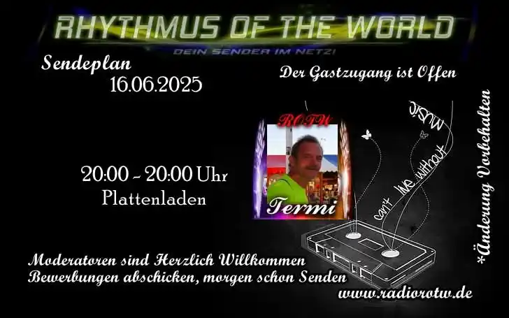 Image from Radio ROTW: Sendeplan 16.06.2025, ab 20 Uhr ist euer Termi mit seinen Plattenladen...