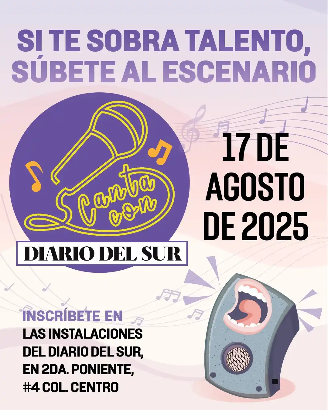 Image from Diario del Sur: 🎶 Si cantas en el carro, la regadera o con tus amigos…Ya es hora de h...