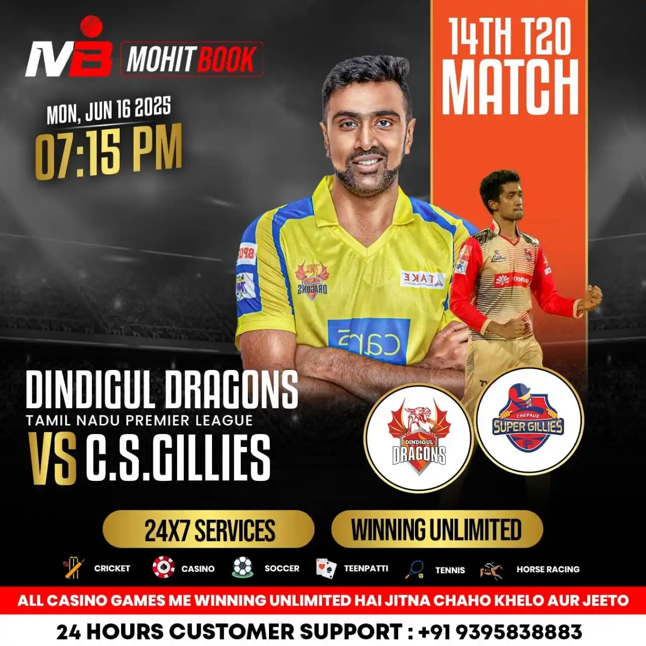 Image from MOHIT BOOK: Tamil Nadu Premier League 2025 Dindigul Dragons Vs Chepauk Super Gilli...