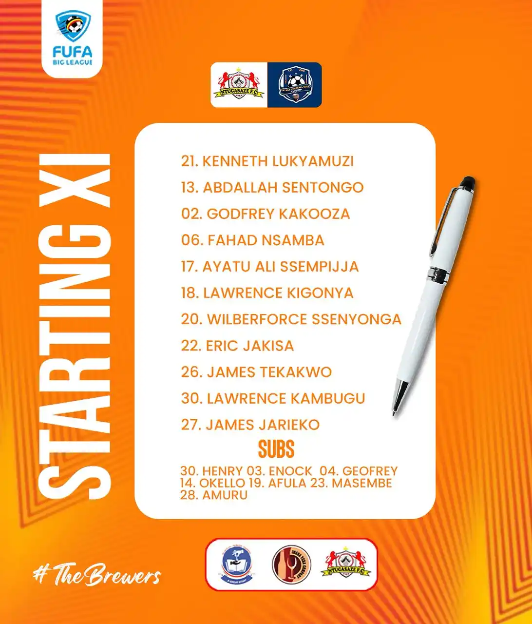 Image from NTUGASAZE FOOTBALL CLUB: This is how line up versus Kataka| We’re almost underway!! Let’s go, ...