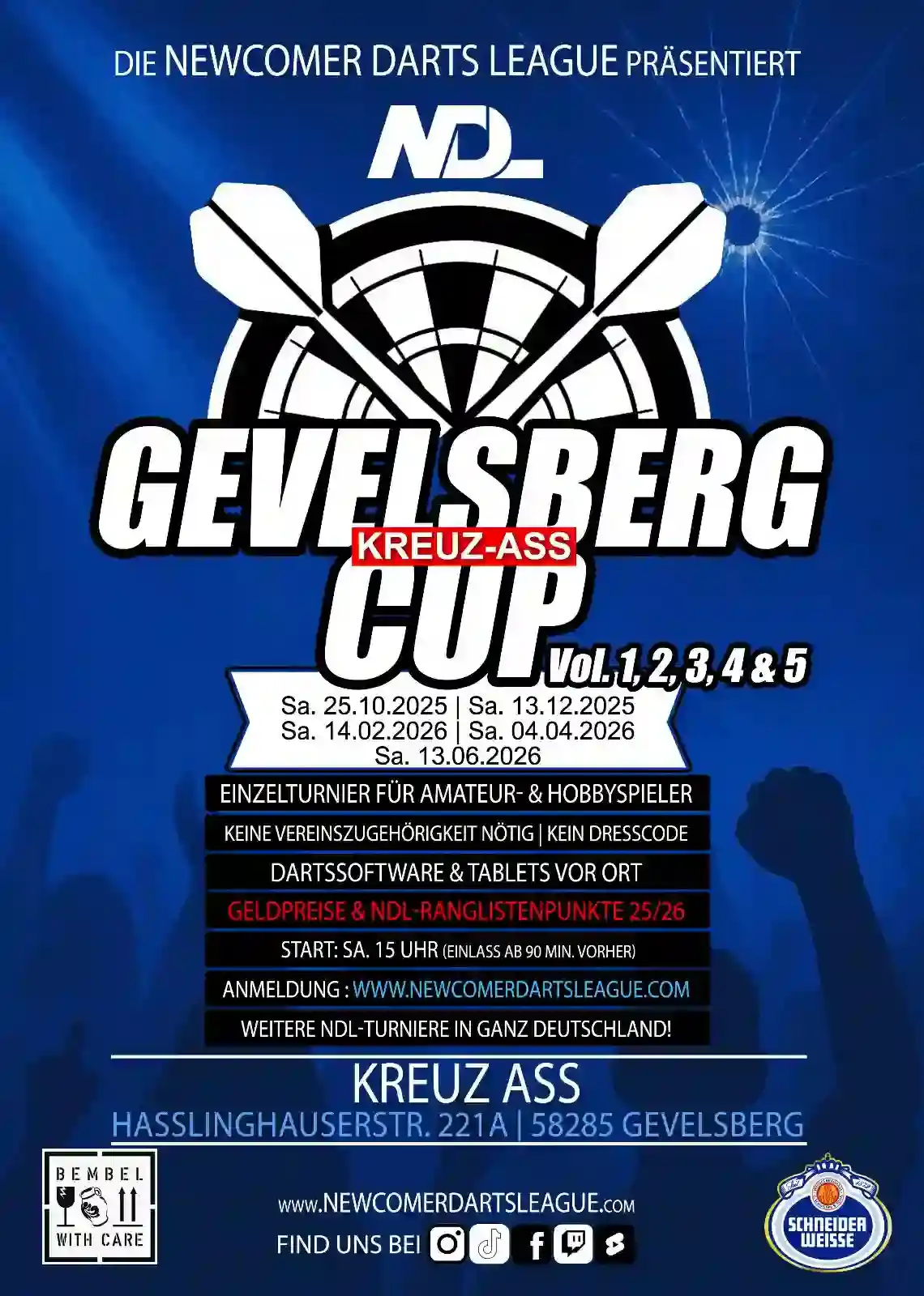Image from Kreuz Ass: Tickets unter: https://www.newcomer-darts-league.de/ticket-shop/ndl-sa...