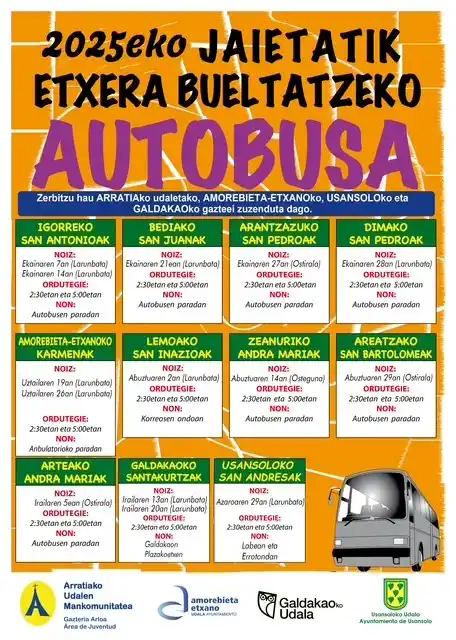 Image from Galdakaoko Udala: 🚍 *Udako jaietatik segurtasunez itzultzeko gaueko autobus zerbitzua l...
