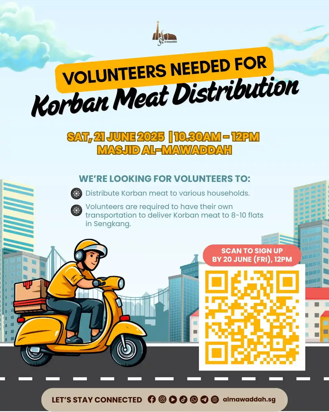 Image from Masjid Al-Mawaddah: We are looking for volunteers to distribute korban meat to various hou...