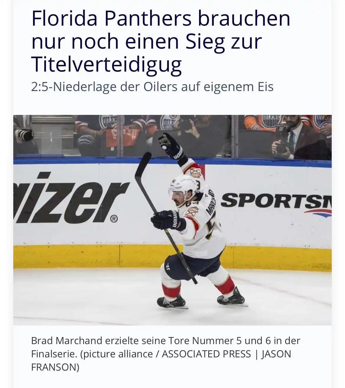 Image from Hockeyweb: Wunder soll es ja immer wieder geben, aber den Edmonton Oilers blieb g...