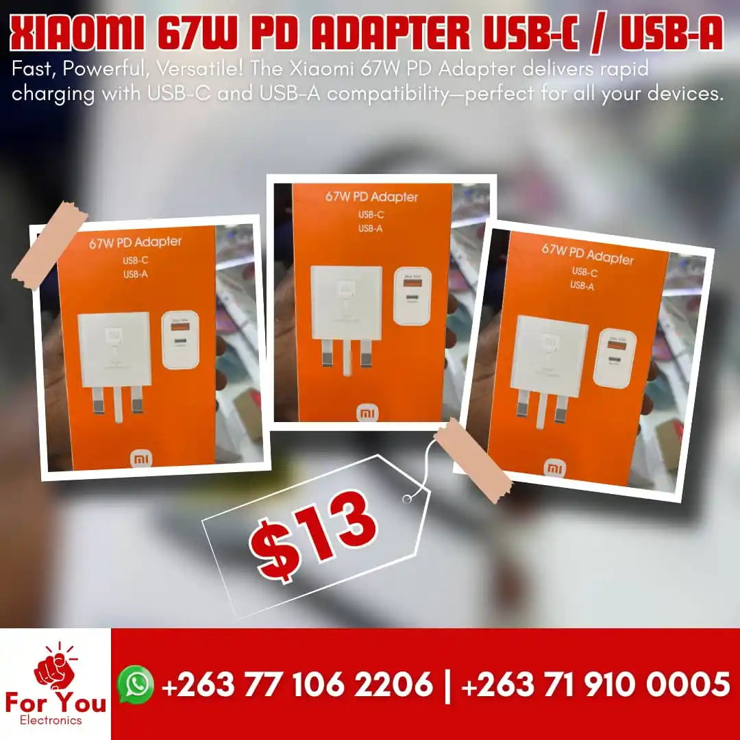 Image from For You Electronics: ⚡ Xiaomi 67W Fast Charger – Dual Port Power! 🔌 USB-A + Type-C – Charg...