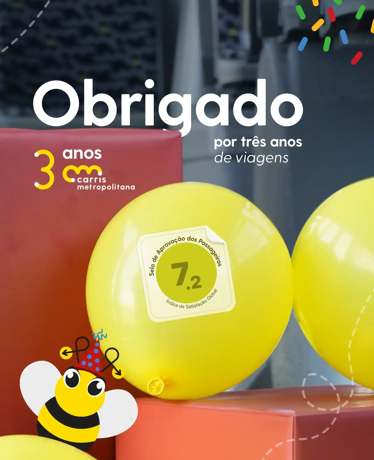 Image from Carris Metropolitana: A Carris Metropolitana fez três anos! 🎂🎁 Obrigado por fazeres parte...