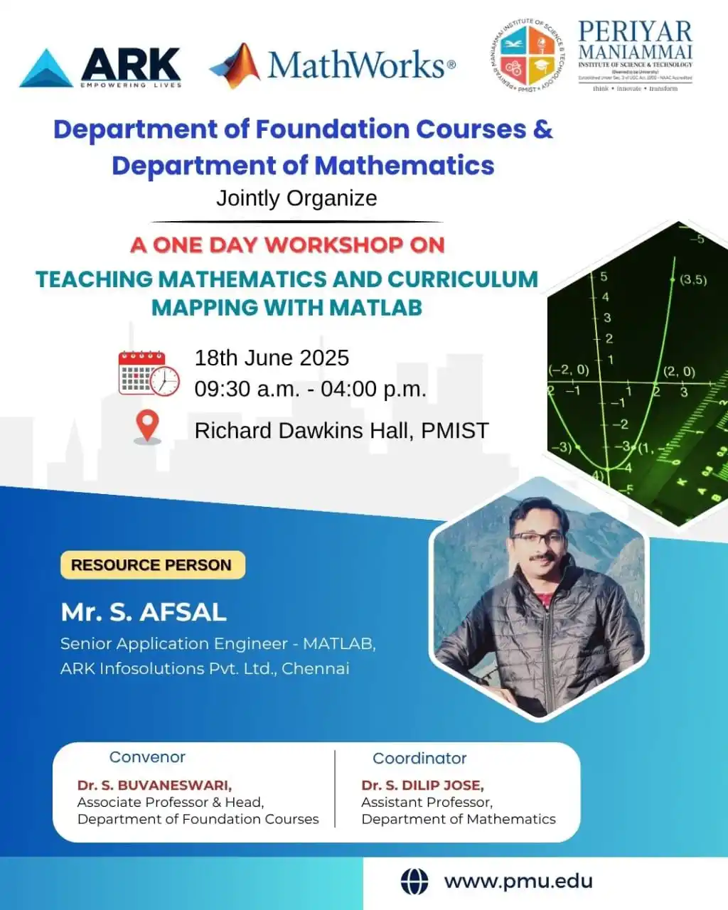 Image from PMIST: 🔶🔷🔶🔷🔶🔷🔶🔷🔶🔷 *ARK* & *MathWorks®* *PERIYAR MANIAMMAI* *INS...