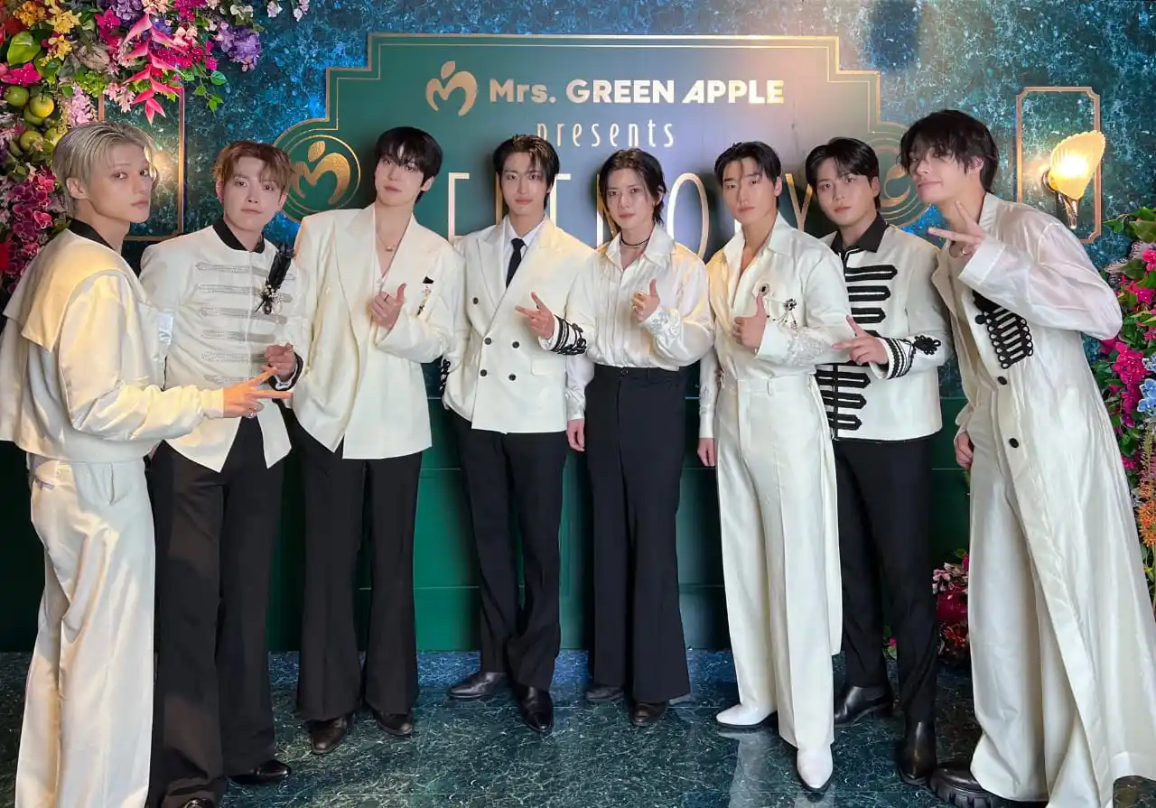 Image from 𝟖 𝐌𝐀𝐊𝐄𝐒 𝟏 𝐓𝐄𝐀𝐌 | ATEEZ UPDATES: *{ATEEZ} 🕊️ Twitter/X Post update 𓃠*  [📷] Mrs. GREEN APPLE presents...