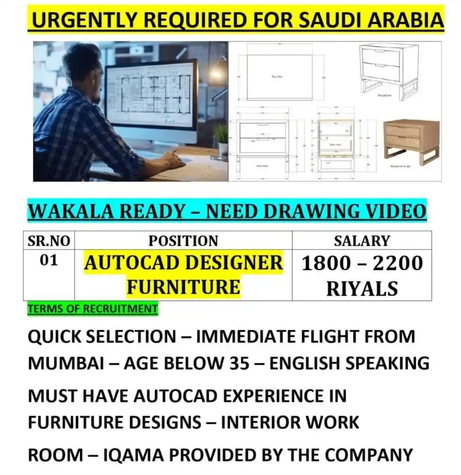 Image from KTNT OVERSEAS PLACEMENT: *AUTOCAD FURNITURE DESIGNER*...