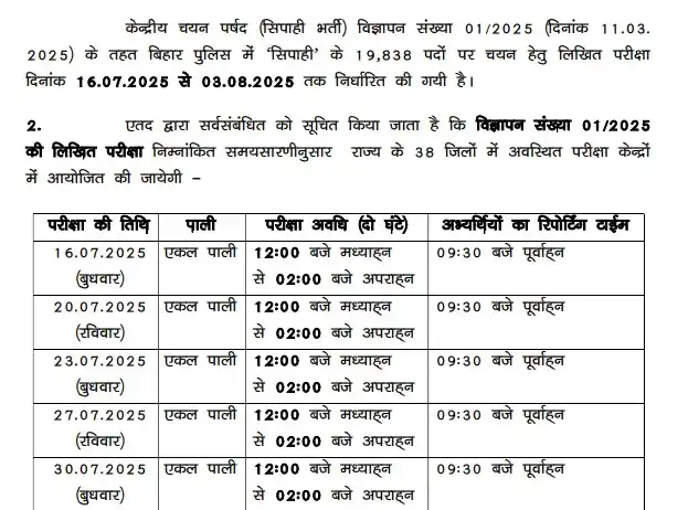 Image from India Sarkari Naukri 🇮🇳: **बिहार पुलिस कांस्टेबल परीक्षा तिथि और एडमिट कार्ड 2025 तिथि जारी** *...
