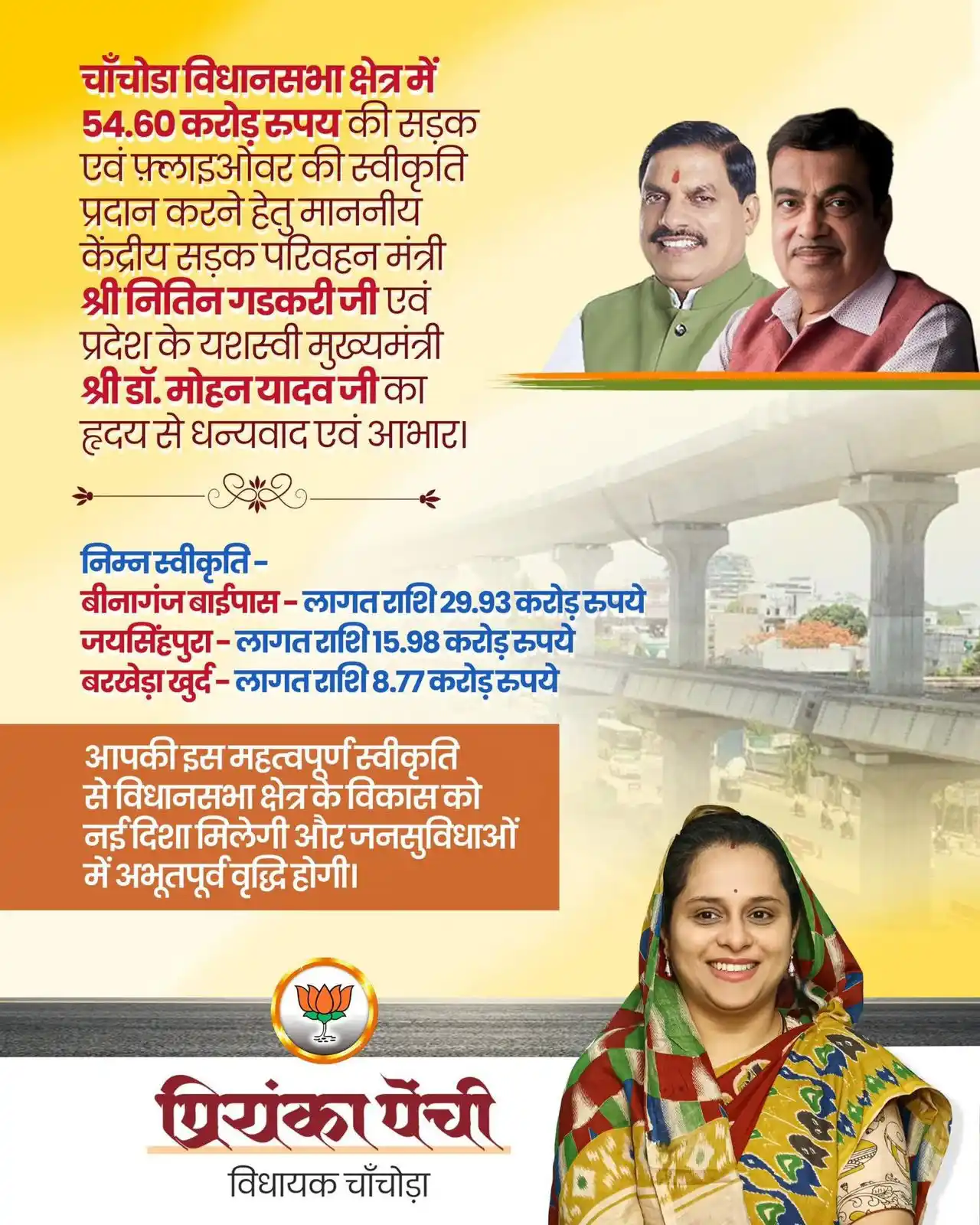 Image from Priyanka Penchi : चाँचोडा विधानसभा क्षेत्र में 54.60 करोड़ रुपय की सड़क एवं फ़्लाइओवर की...