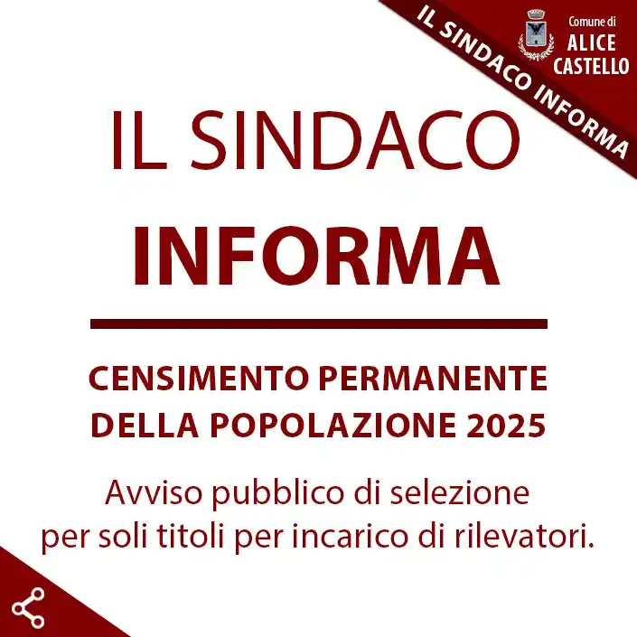 Image from Comune di Alice Castello: Censimento permanente della popolazione 2025. Per tutte le info 👉🏽 h...