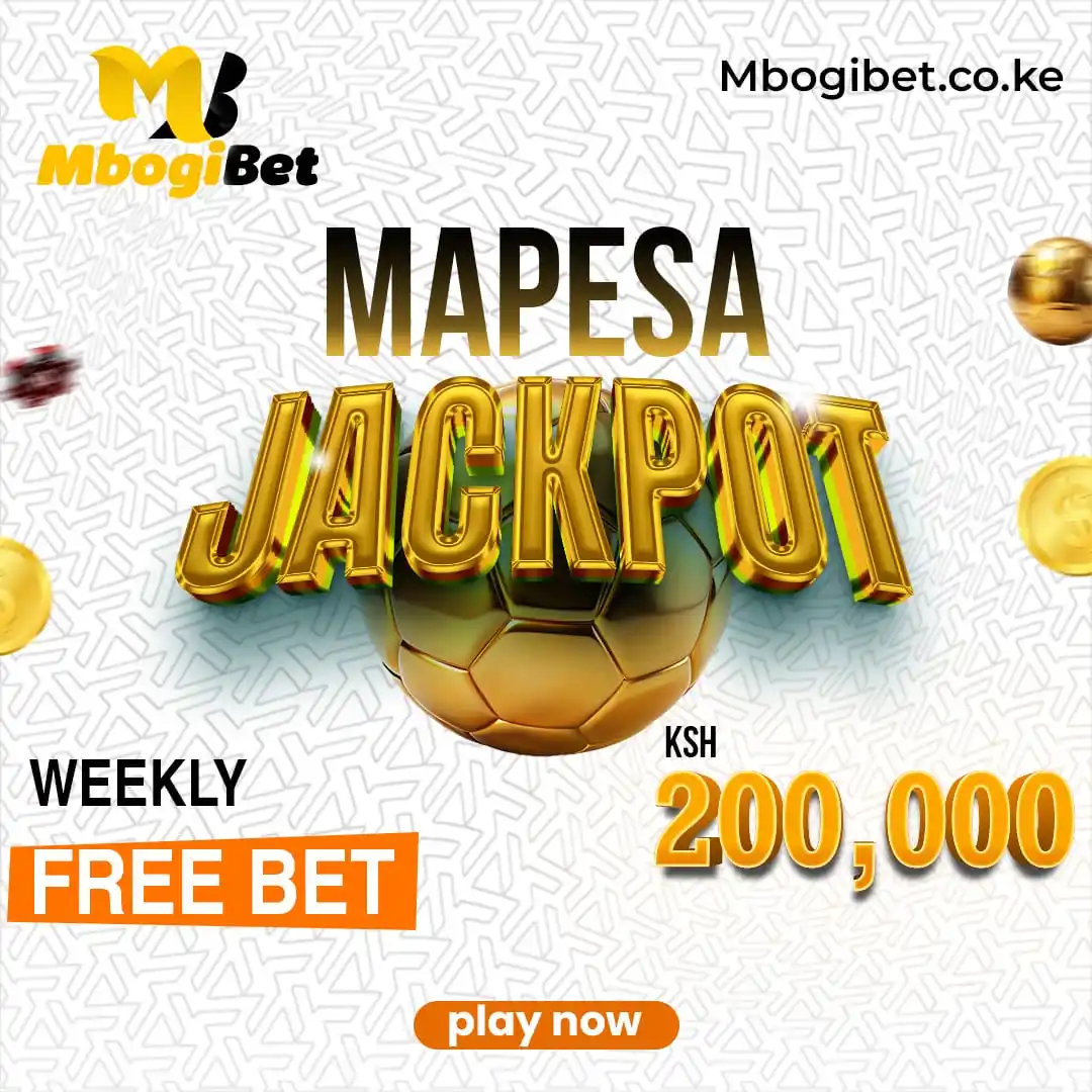 Image from MBOGIBET: Claim your weekly FREE BET Ya kucheza MAPESA JACKPOT every week.  To c...
