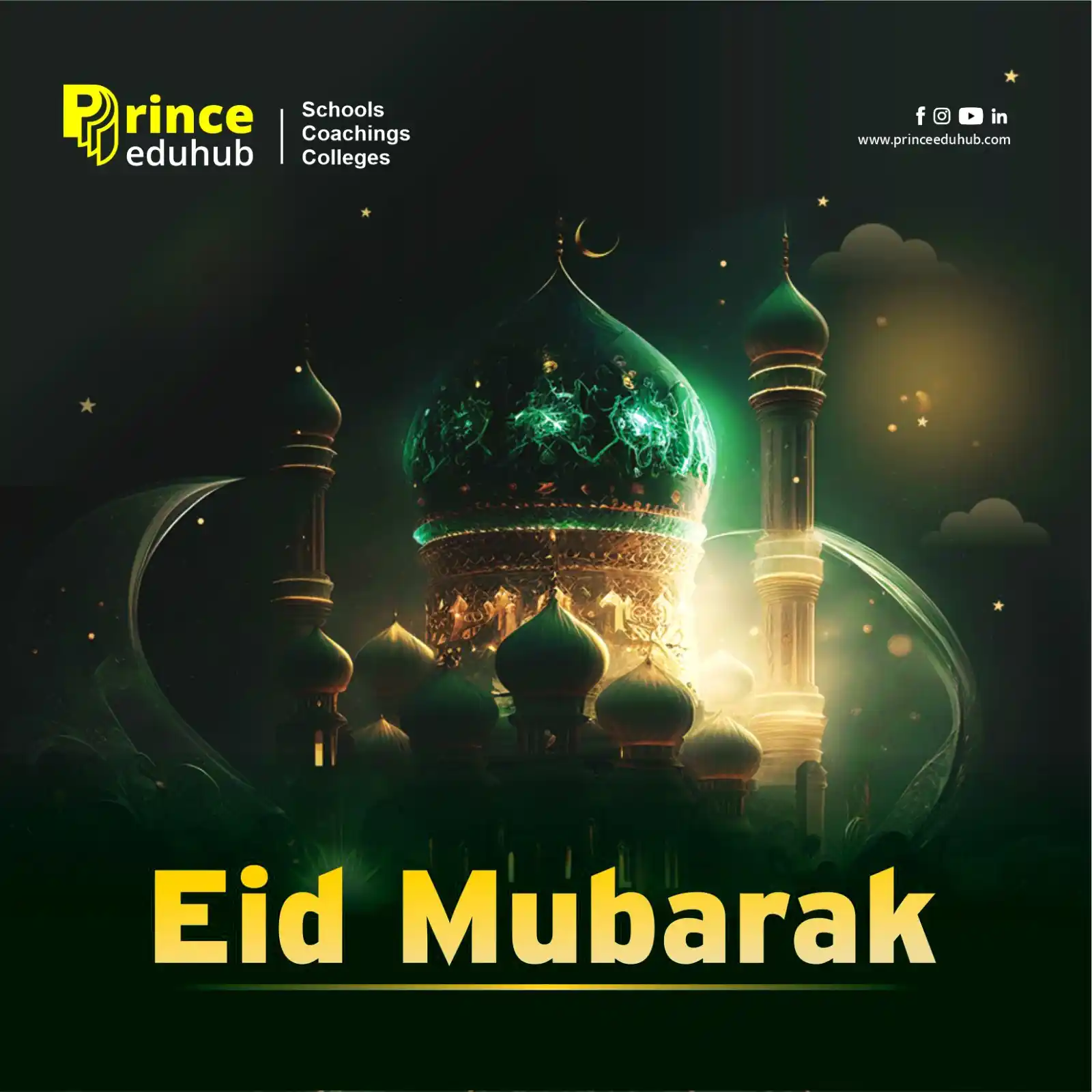 Image from Prince Education Hub, Sikar: 🌙✨ Eid Mubarak to all! May this blessed occasion bring joy, peace, an...