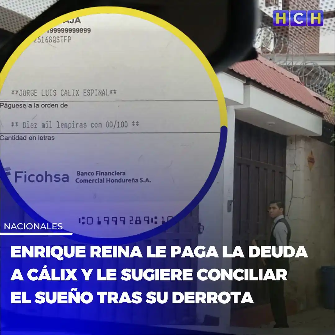 Image from HCH: El excanciller Enrique Reina publicó en sus redes sociales un cheque c...