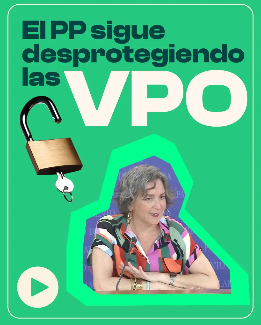 Image from Adelante Andalucía: ‼️🔓🚪El PP desprotege las VPO en pro de la especulación de unos pocos...