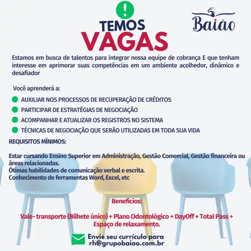 Image from VAGAS: 📩 Envie seu currículo para: rh@grupobaiao.com.br...
