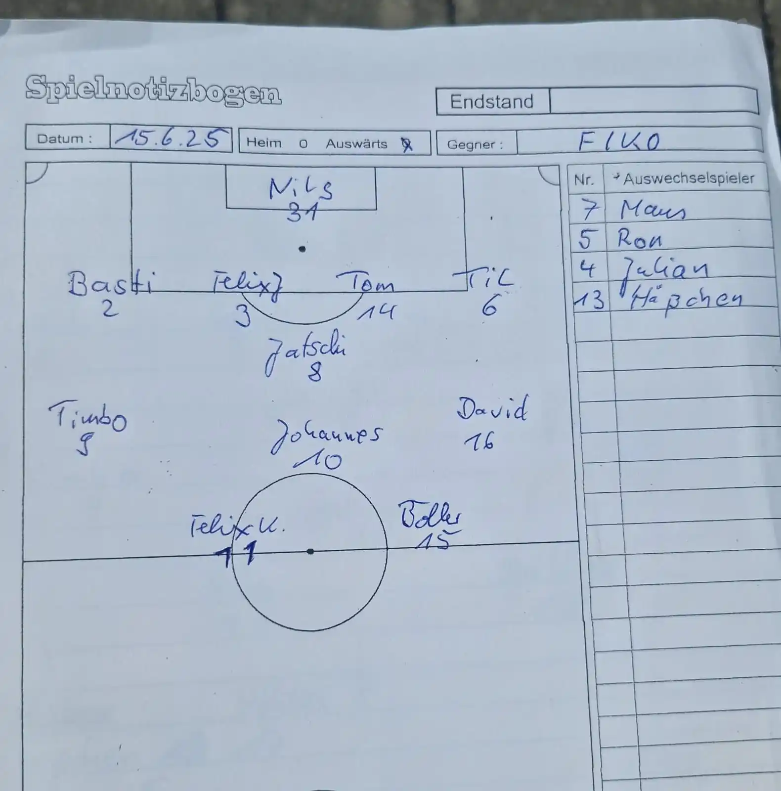 Image from BSV Kessin: Etwas verspätet die heutige Aufstellung ⚽...