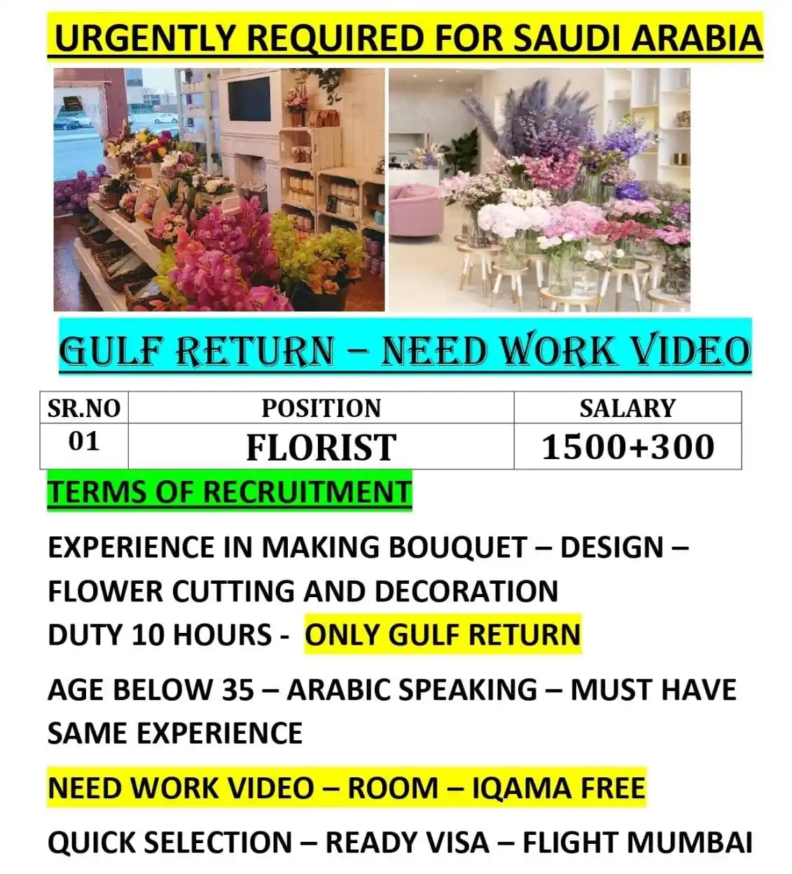 Image from KTNT OVERSEAS PLACEMENT: *FLORIST*...