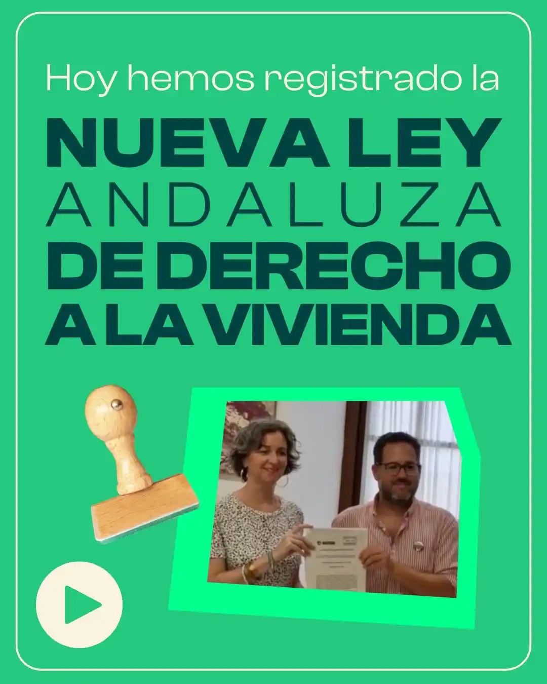 Image from Adelante Andalucía: ‼️🏠 Hoy hemos registrado la nueva ley de derecho a la vivienda 🟣 In...