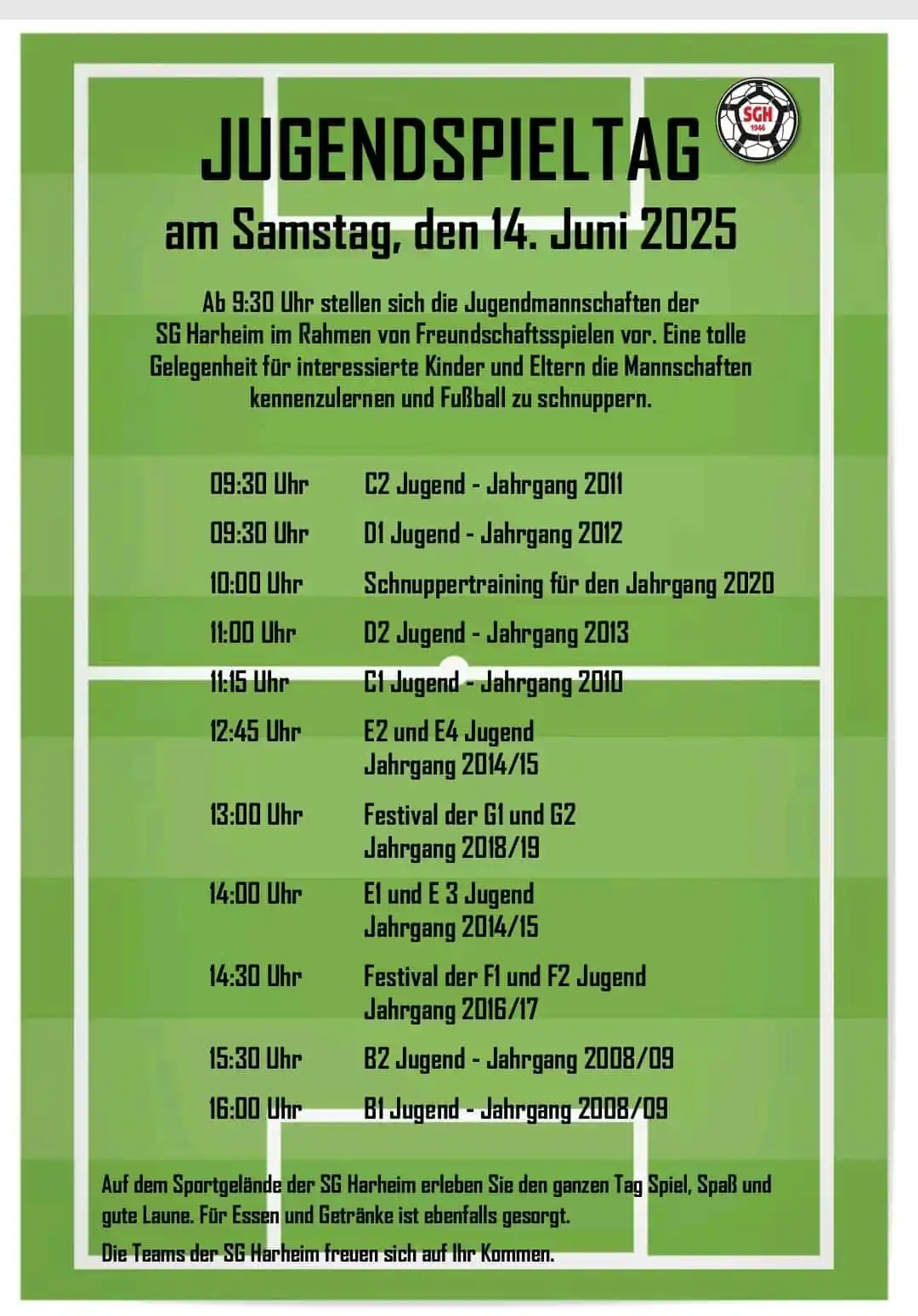 Image from SG Harheim Jugend ⚽⚽🥅🥅: ⚽ Jugendspieltag bei der SG Harheim! 🎉 📅 Samstag, 14. Juni 2025 🕤 A...